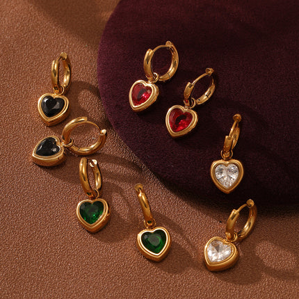Love Titanium Steel Earrings Women Affordable Luxury Inlaid Color Diamond 18K Gold Stainless Steel Eardrop