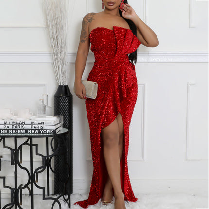Elegant Off the Shoulder Sequined Dress