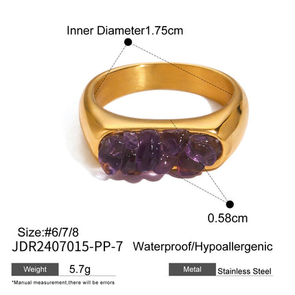 Stainless Steel Natural Stone Eye Catching Ring High Grade Ring Titanium Steel Hand Jewelry Rings