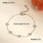 One Size / NMSB-G3110-4 Steel White Zirconium Bracelet