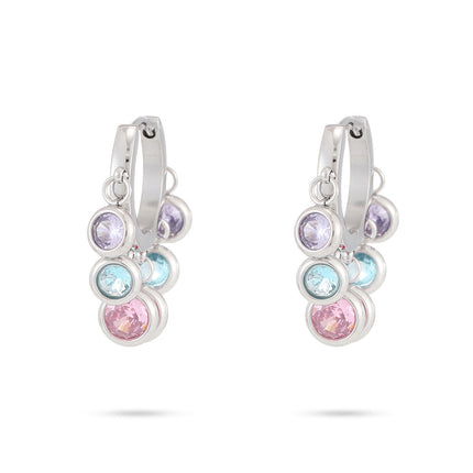 18K Vacuum Gold Plated round Diamond Stainless Steel Earrings for Women Affordable Luxury Colorful Crystals Titanium Steel Earrings Women
