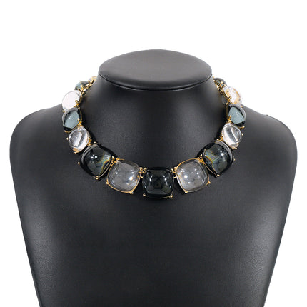 Ornament Personality Magazine Alloy Rhinestone Necklace Earrings for Women