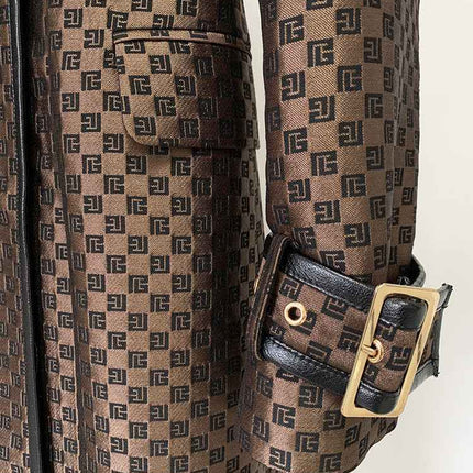 Women's Jacquard Jacket Maze Pattern Long Trench
