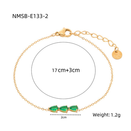 Water Drop Zircon Titanium Steel Bracelet Women Simple Colorful Crystals Personality Stainless Steel Bracelet