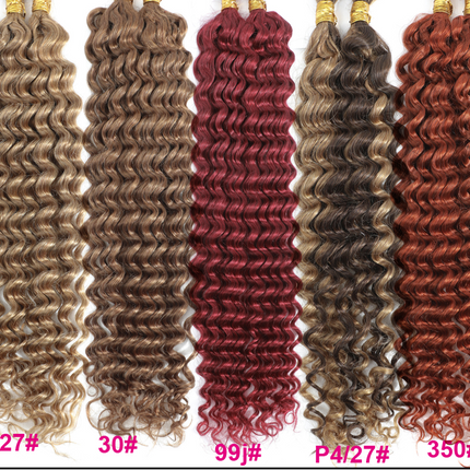 10A Colored Deep Wave Human Hair Bulk for Braiding - No Weft - Real Hair Silk