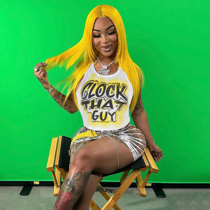 Hip Hop High Street Letter Graphic Printed Short T shirt Summer Sexy Vest Top for Women
