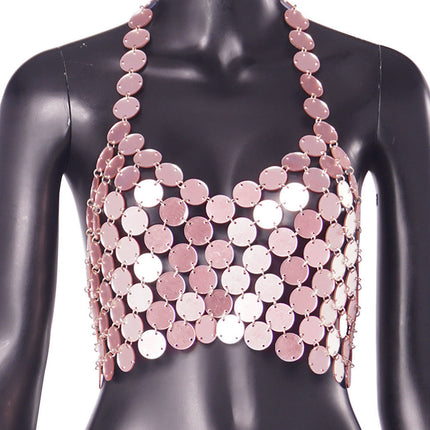 Summer Jewelry Punk Sexy Hand Stitching Acrylic Camisole