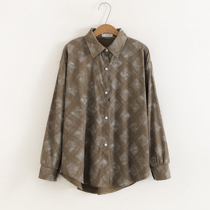 Women Casual Floral Print Loose Collared Long Sleeves Shirt
