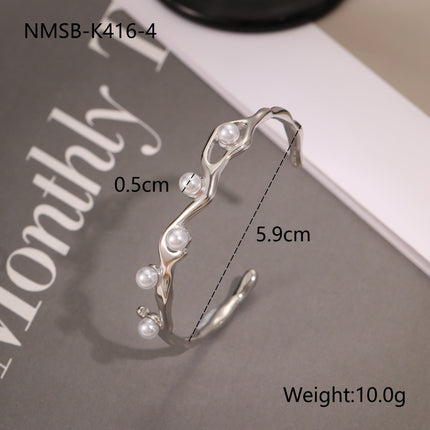 Best Seller Design Stainless Steel Bracelet Opening Bracelet All Match Pearl Titanium Steel Ornament