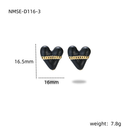 Colorful Oil Necklace Love Stainless Steel Studs Personalized Minority Design Light Luxury Titanium Steel Earrings