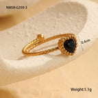 One Size / NMSR-G359-3 Black Love Heart-Shaped Ring