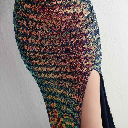 Sequined One Shoulder Appreciation Dinner Slim Fit Fishtail Wedding Dress