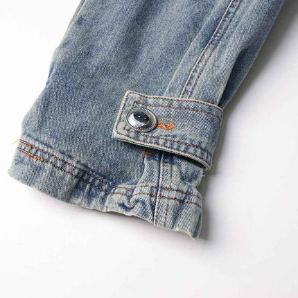 Denim Trench Coat Polo Collar Jacket