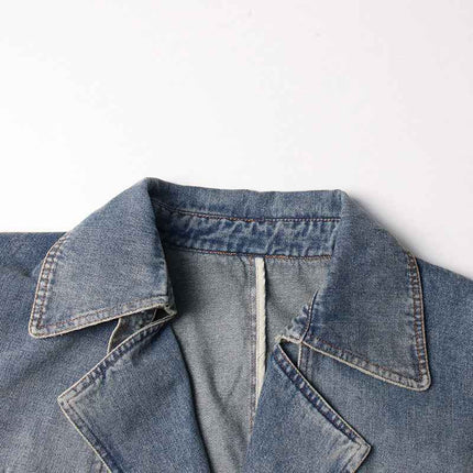 Denim Trench Coat Polo Collar Jacket