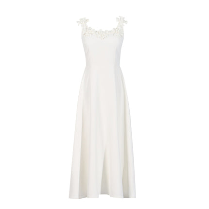 Fall Elegant Elegant Sweet Heavy Industry Three Dimensional Floral Long Patchwork Strap Dress for Women