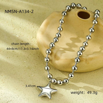 High Profile Generous Personality Big Five Pointed Star Love Stainless Steel Necklace Arrival Popular Non Fading Ornament