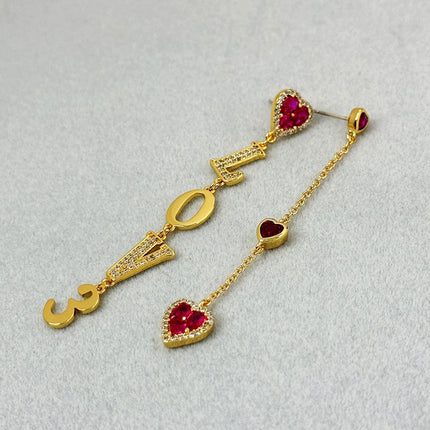 Special Interest Design Asymmetric Love Zircon Earrings Romantic Aura Sweet High Grade Earrings