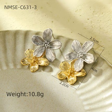 Retro Affordable Luxury Floral Tassel Stainless Steel Earrings Women Arrival High Grade Cold Exaggerated Earrings