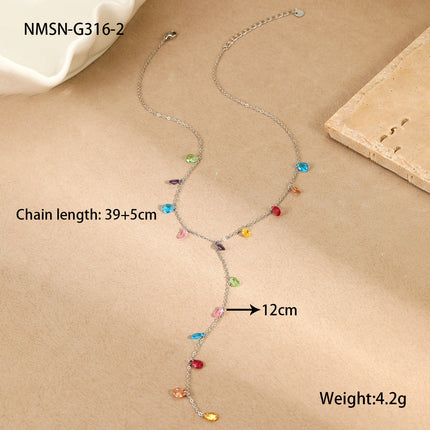 Tassel Y Chain Stainless Steel Necklace 18K Gold Plating Titanium Steel Necklace