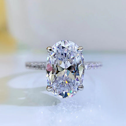 925 Silver Artificial Diamond Oval 8*12 Ledean Diamond Bottom Cut