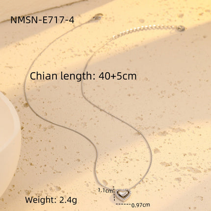 Niche High Grade Love Embellished Zircon Titanium Steel Clavicle Chain Peach Heart Stainless Steel Necklace Women