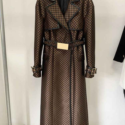 Women's Jacquard Jacket Maze Pattern Long Trench