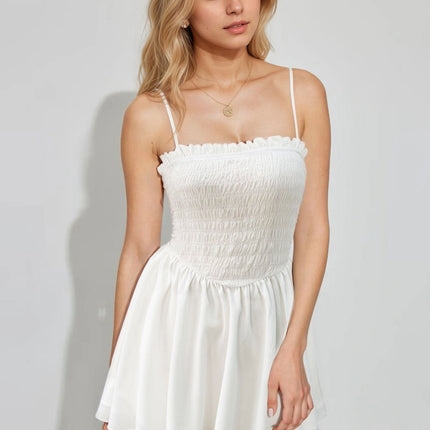 Summer Chiffon Dress Seaside Holiday Beach Dress Sexy Smocking A line Slip Dress