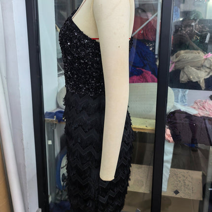 Sexy One Shoulder Tassel Sequ Dress