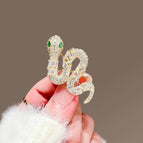 One Size / Green-Eyed Snake Brooch Golden