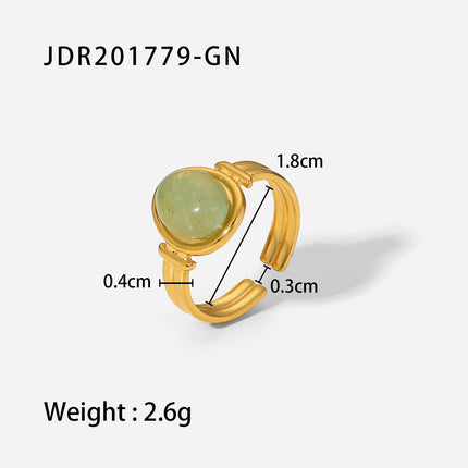Wind Net Red Jewelry 18K Gold Stainless Steel Inlaid Green Zircon Ring Women Ring