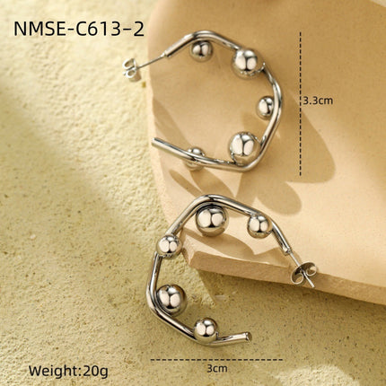 Personalized Design Geometric Abstract C Shaped Titanium Steel Earrings Simple All Match High Grade Stainless Steel Earrings