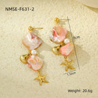 One Size / NMSE-F631-2 Pink Starfish Earrings