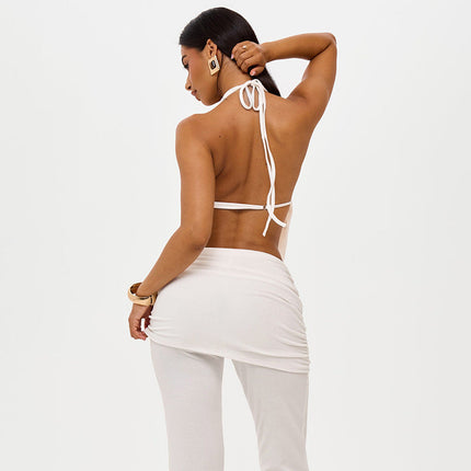 Women's Backless Jumpsuit Two Piece Set