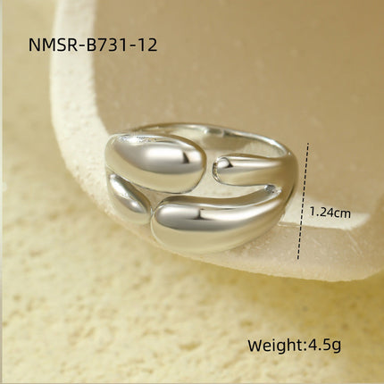 Niche High Grade Stainless Steel Ring Geometric Abstract Open Irregular Asymmetric Non Fading Titanium Steel Ring Ornament