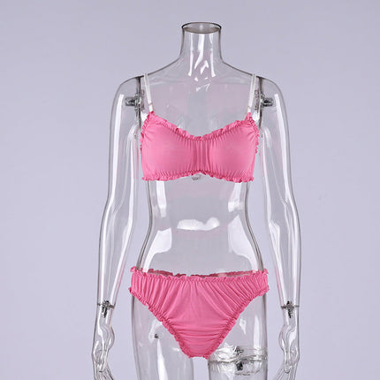 Pink Knitted Comfortable Strap Lingerie for Women
