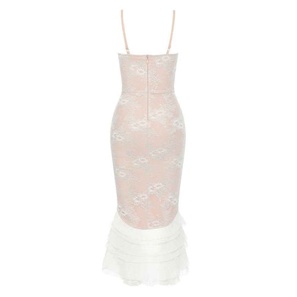 Bandage Dress Lace Ruffled Slit Sheath Fishtail MUNSIEUR
