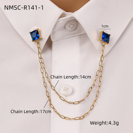 Arrival Square Zircon Stainless Steel Collar Pin High Grade Shirt Neckline Decorative Jewelry