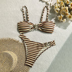 S / Coffee Strip Bikini