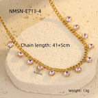 One Size / round Pink Zircon Necklace