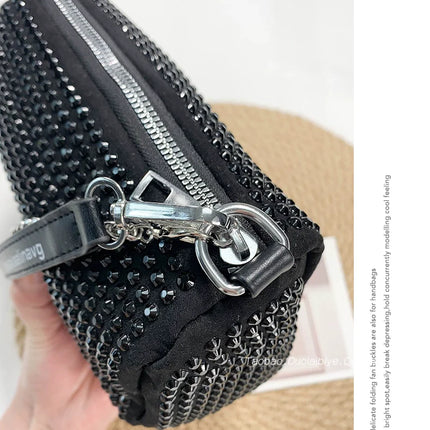 New Arrival Trendy Rhinestone Small Square Bag | Full Diamond Underarm Bag & Women's Chain Shoulder Crossbody Small Handbag (Japanese & Korean Style)