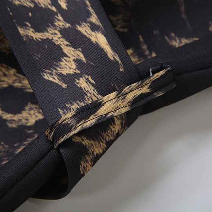 Leopard Pattern print Casual Bandage Trench Jacket