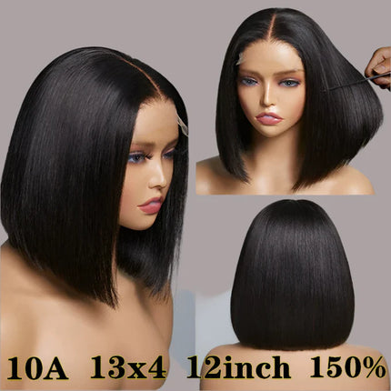 Sweet & Cute Brazilian Straight Bob Wig - Human Hair - Lace Front - Short & Fluffy