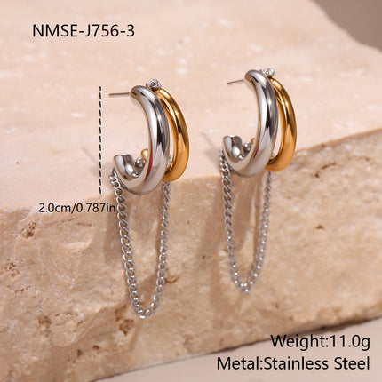 Cool Tassel Stainless Steel Earrings Gold Plated Niche Ear Jewelry
