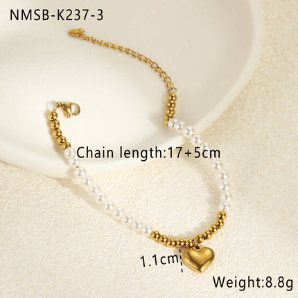Elegant Baroque Shaped Imitation Pearl Stainless Steel Bracelet Earrings Twin Exquisite Jewelry