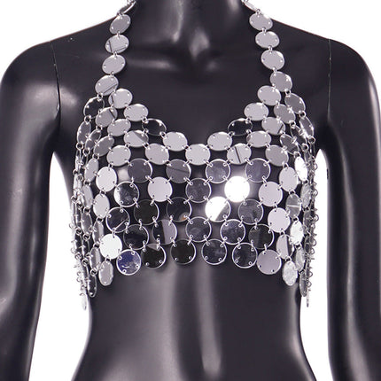 Summer Jewelry Punk Sexy Hand Stitching Acrylic Camisole