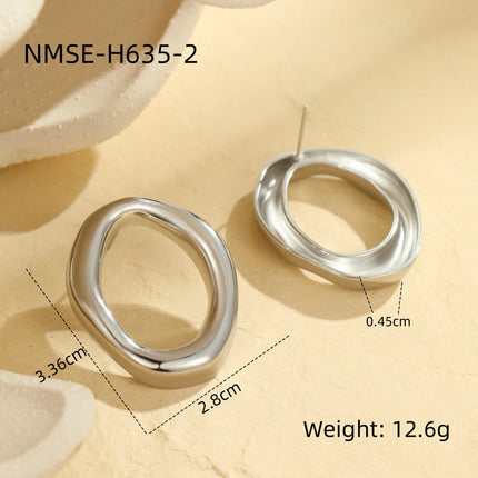 Catching Hollow Out Cutout Irregular Asymmetric Circles Stainless Steel Earrings Do Not Fade