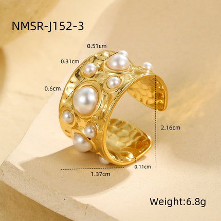 French Royal Multi Gem Open Ring Retro Mid Ancient Special Interest Design Stainless Steel Non Fading