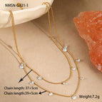 One Size / NMSN-G321-1 Gold White Zirconium Necklace