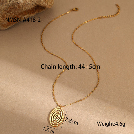 Hollow Out Cutout Spiral Vortex Embellished Necklace Stainless Steel Earrings Plated 18K Gold Head Ornament