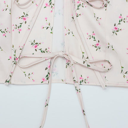 Elegant Long Sleeve Floral Mid Length Skirt Set